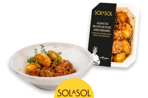 Guiso de albóndigas de cerdo con verduras